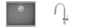 K-StrongSinks S3 évier granit Hron 530x460mm gris + robinet Neris inox