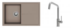 K-StrongSinks S3 évier granit Labe 780x500mm beige + robinet Arda inox