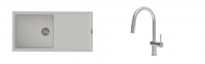 K-StrongSinks S3 évier granit Labe 1000x500mm blanc + robinet Neris inox