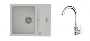 K-StrongSinks S3 Vardar 615x500 gr. blanc + robinet Seina chromé