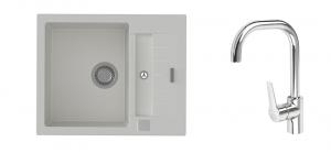 K-StrongSinks S3 Vardar 615x500 gr. blanc + robinet Garonne chromé
