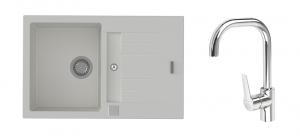 K-StrongSinks S3 Vardar 780x500 gr. blanc + robinet Garonne chromé