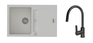 K-StrongSinks S3 Vardar 780x500 gr. blanc + robinet Loira noir
