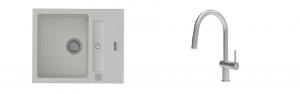 K-StrongSinks S3 évier granit Vardar 615x500mm blanc + robinet Neris inox