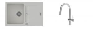 K-StrongSinks S3 évier granit Vardar 780x500mm blanc + robinet Neris inox