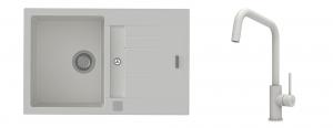 K-StrongSinks S3 évier granit Vardar 780x500mm blanc + robinet Arda blanc