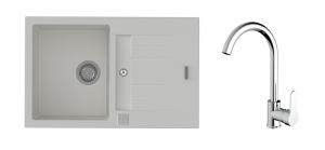 K-StrongSinks S3 Vardar 780x500 gr. blanc + robinet Seina chromé