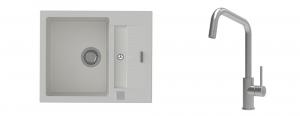 K-StrongSinks S3 évier granit Vardar 615x500mm blanc + robinet Arda inox