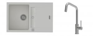 K-StrongSinks S3 évier granit Vardar 780x500mm blanc + robinet Arda inox