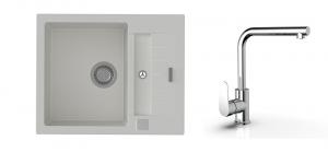 K-StrongSinks S3 Vardar 615x500 gr. blanc + robinet Stréva chromé