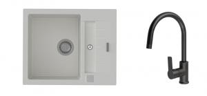 K-StrongSinks S3 Vardar 615x500 gr. blanc + robinet Loira noir