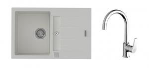 K-StrongSinks S3 Vardar 780x500 gr. blanc + robinet Rhona chromé