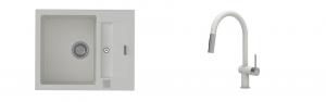 K-StrongSinks S3 évier granit Vardar 615x500mm blanc + robinet Neris blanc