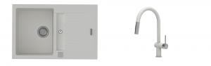 K-StrongSinks S3 évier granit Vardar 780x500mm blanc + robinet Neris blanc