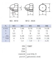 Écrou haut fermé M8 DIN 1587 zinc blanc