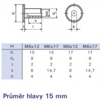 Écrou meuble M6x17mm zinc blanc tete 15mm