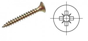 StrongFix Vis a bois PZ 4x40mm tete fraisée zinc jaune
