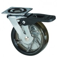 StrongCastors roue TOP diametre 75mm transparent foncé avec frein