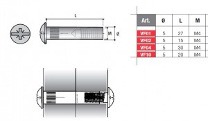 ferrures de liaison écrou VF04 FN M4/30mm