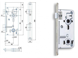 HOBES 540C serrure 90/80 WC 6X6 zinc blanc