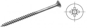StrongFix Vis a bois PZ 5x80/50mm tete affleurante zinc blanc filetage partiel