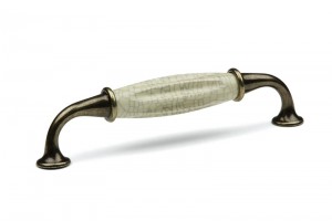 TULIP poignée Country 128 bronze ancien/porcelaine beige
