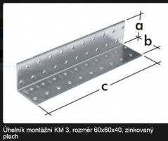 Plaque d'angle 60x60x40mm zinc blanc
