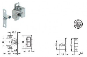 Hafele 244.01.903 gâche ronde double zinc