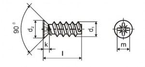 Vis euro 6,3x16/9 tete fraisée 9mm PZ2 zinc blanc