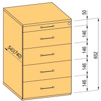 K-BBP conteneur 740mm type 9/V 2 tiroirs coulissant partielle métal réglage frei