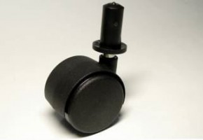 Roue caoutchouc avec frein 40 mm noir + douille 26
