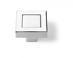 HETTICH 9113719 Bouton ARIMINI 34x34 mm chrome brillant/blanc brillant