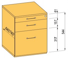 K-BBP conteneur 540mm type 5/V 4 tiroir coulisse a sortie totale freinage intégr