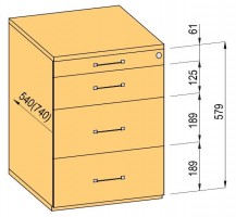 K-BBP conteneur 540/292mm type 4/ver. 3 tiroir métal coulisse a sortie totale fr